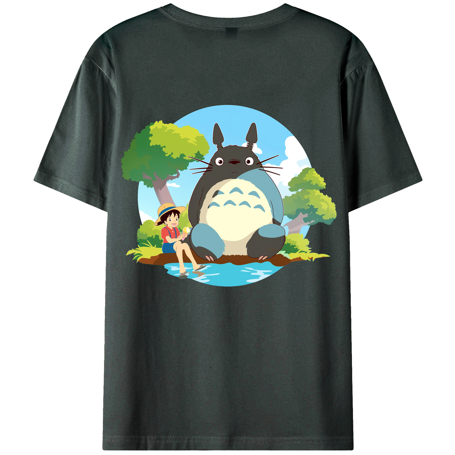 （画像用） となりのトトロ 草壁メイ 草壁サツキ My Neighbor Totoro Satsuki Kusakabe Mei Kusakabe 綿100％ メンズ半袖Tシャツ（バックプリント） 通気性